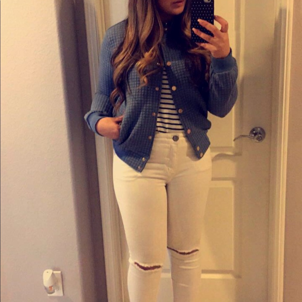 Light Blue Bomber Jacket Super Cute!!! - image 1